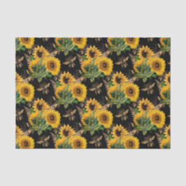 Sonnenblumen Yellow Black Bees Bouquet Seidenpapier