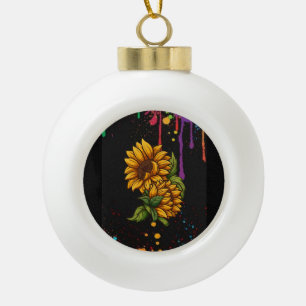 Sonnenblumen, zeichnend Kunst, Sonnenblumen Liebe Keramik Kugel-Ornament
