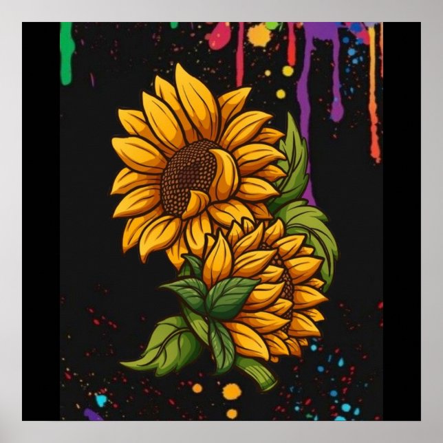 Sonnenblumen, zeichnend Kunst, Sonnenblumen Liebe Poster (Vorne)