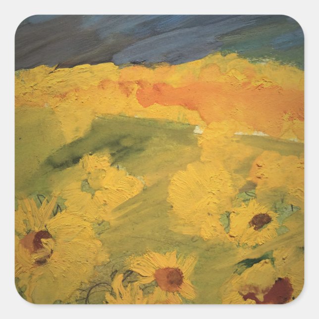 Sonnenblumen Zeichnend Sticker (Vorderseite)