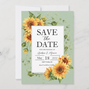 Sonnenblumen zeigen Grüne Hochzeit retten das Datu Save The Date