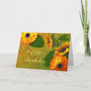 Sonnenblumen & Zinnias Geburtstagskarte Karte