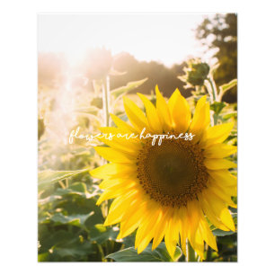 Sonnenblumen Zitat "Blumen sind Glück" Fotodruck