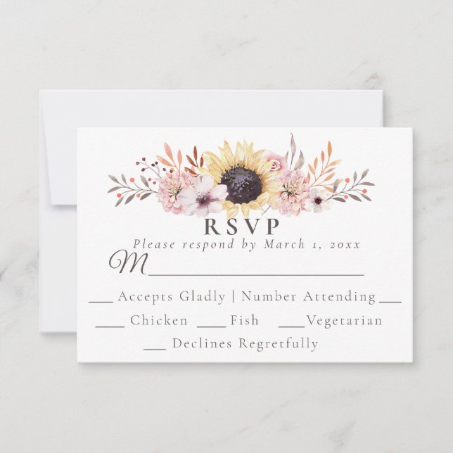 Sonnenblumen zum Essen - RSVP-Antwortkarte RSVP Karte (Vorderseite)
