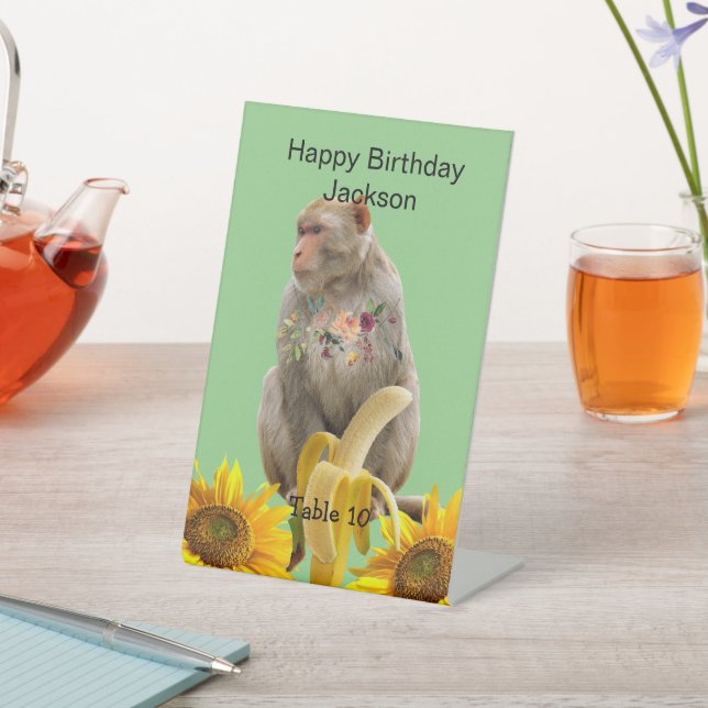 Sonnenblumenaffe Blumenschild Sockelschild (In SItu)