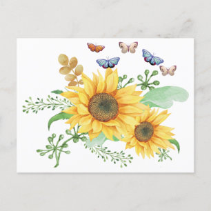 Sonnenblumenankündigung Postkarte