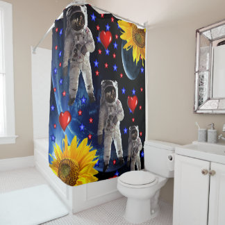 Sonnenblumenastronautenduschvorhang Duschvorhang
