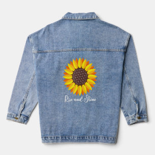Sonnenblumenaufgang und Blume des Lebens Mandala Jeansjacke
