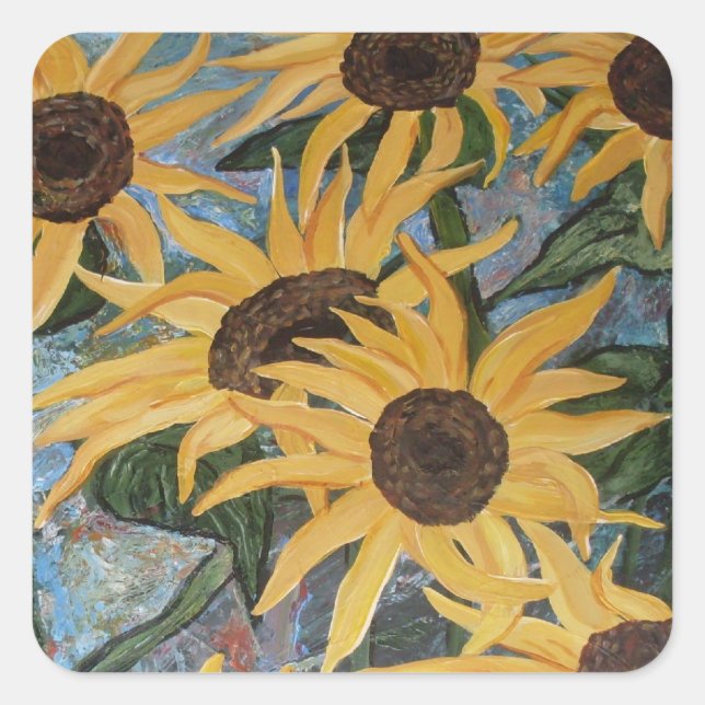 Sonnenblumenaufkleber Quadratischer Aufkleber (Vorderseite)