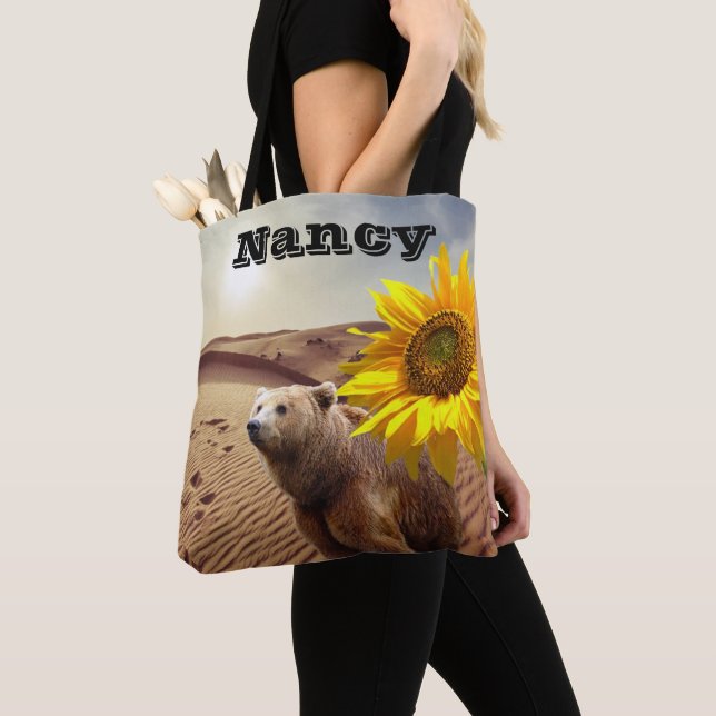 Sonnenblumenbär Tote Tasche (Von Nahem)
