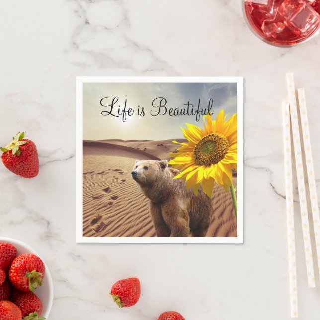 Sonnenblumenbärenpapier Napkins Serviette (Beispiel)