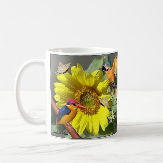 Sonnenblumenbesucher Kaffeetasse (Links)