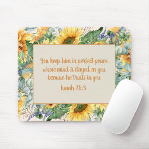 Sonnenblumenblätter Bibelvers Bewahre vollkommenen Mousepad