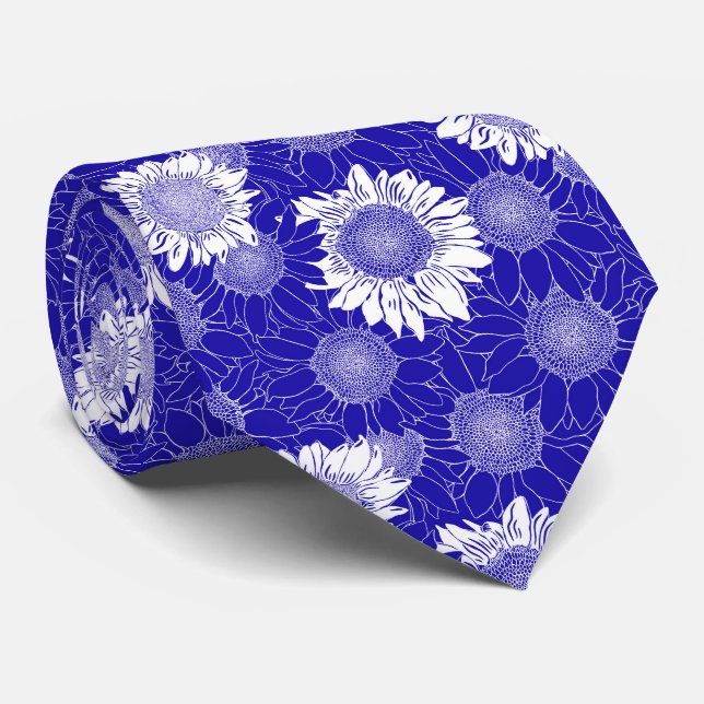 Sonnenblumenblau und weiß krawatte (Gerollt)