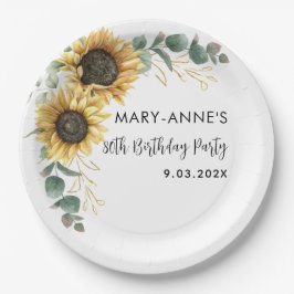 Sonnenblumenblume 80. Geburtstagsparty Pappteller