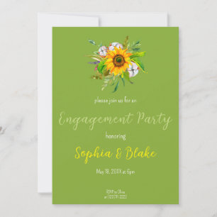 Sonnenblumenblume Bouquet Grüne Engagement Partei Einladung