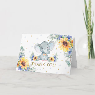 Sonnenblumenblume Elephant Baby Dusche   Dankeskarte