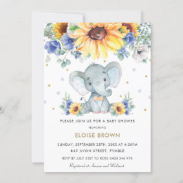Sonnenblumenblume Elephant Baby Dusche Einladung