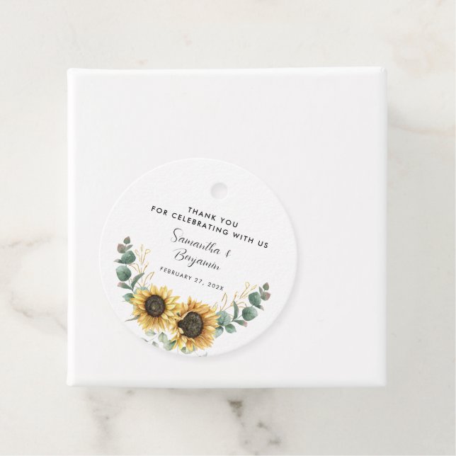 Sonnenblumenblume Eukalyptus Wedding Geschenkanhänger (Beispiel)