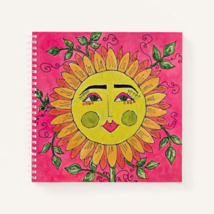 Sonnenblumenblume Mädchen-SpiralNotebook gestriche Notizbuch