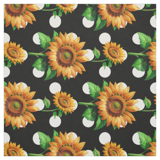 Sonnenblumenblume Polka-Punkte Textil Stoff (Muster)