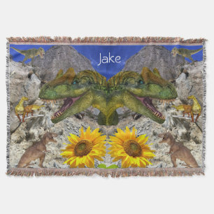Sonnenblumenblüte Dinosaurier Throw Blanket Decke