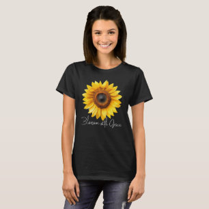 Sonnenblumenblüte mit anmutiger inspirierender Blu T-Shirt