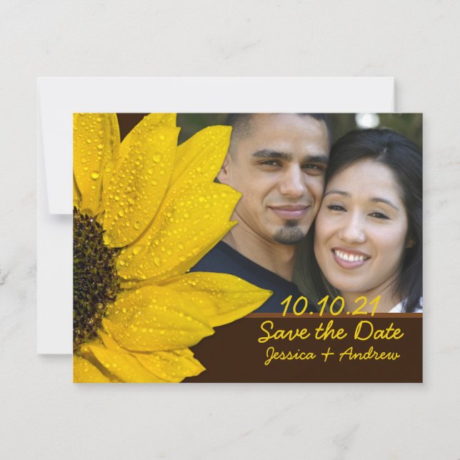 Sonnenblumenbraun-Foto Hochzeit Speichern Sie die  Save The Date (Vorderseite)