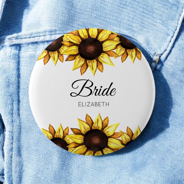 Sonnenblumenbräune Weißgelbe Hochzeit Button (Von Creator hochgeladen)
