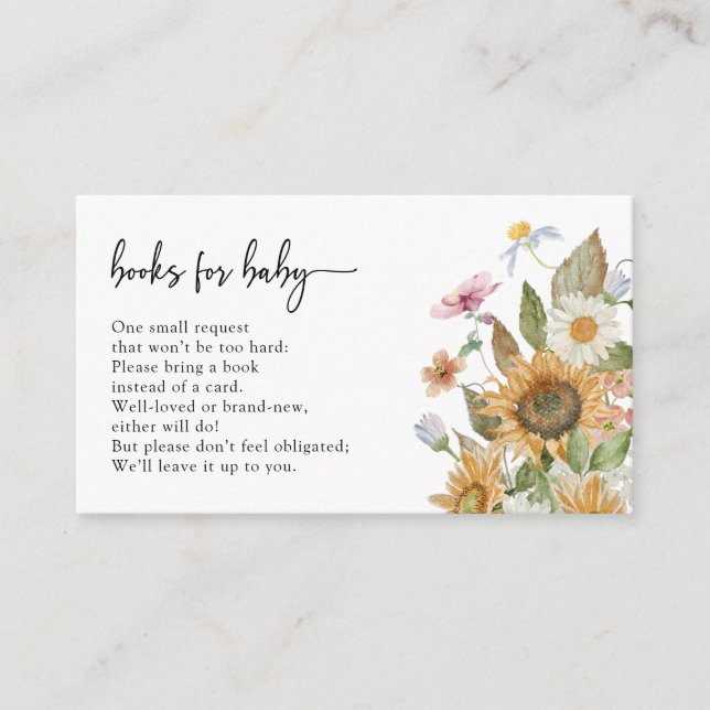 Sonnenblumenbücher für Baby Begleitkarte (Vorderseite)