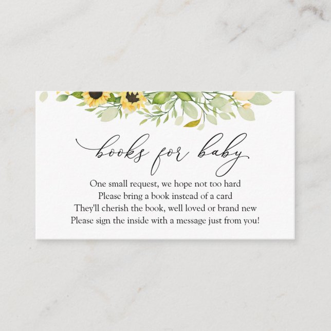 Sonnenblumenbücher für Babyanfragen Begleitkarte (Vorderseite)