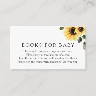 Sonnenblumenbücher für Babysteckkarte Begleitkarte