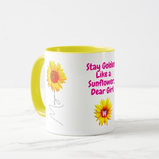 Sonnenblumencoffee Tasse Geschenk für Mädchen (ein (Vorderseite Links)