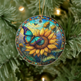 Sonnenblumendekor Keramik Gestaltete verglaste Opt Ornament