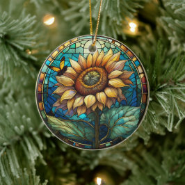 Sonnenblumendekor Keramik Gestaltete verglaste Opt Ornament