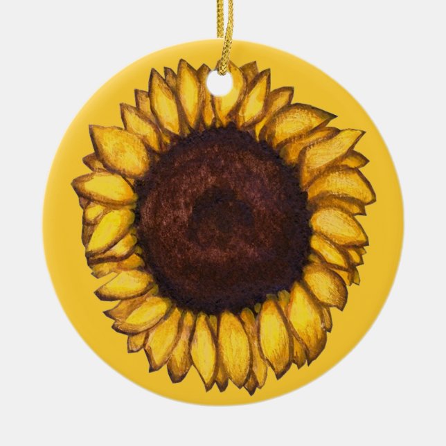 Sonnenblumendekor Schöne gelbe Blume Keramik Ornament (Vorne)