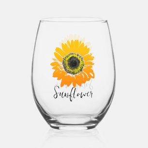 Sonnenblumendesign Edeles Weinglas Ohne Stiel