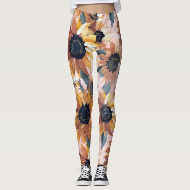 Sonnenblumendesign Leggings (Vorderseite)