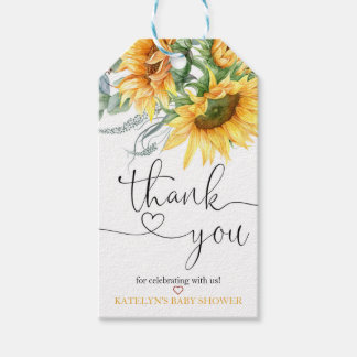Sonnenblumendusche Danke für die Geschenke Tags Geschenkanhänger