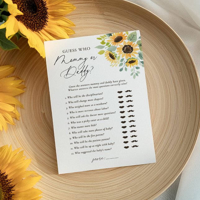 Sonnenblumendusche Ratet, wer Mama oder Papa Einladung (Von Creator hochgeladen)