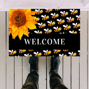 Sonnenblumenempfang für schwarze Hummeln Fußmatte