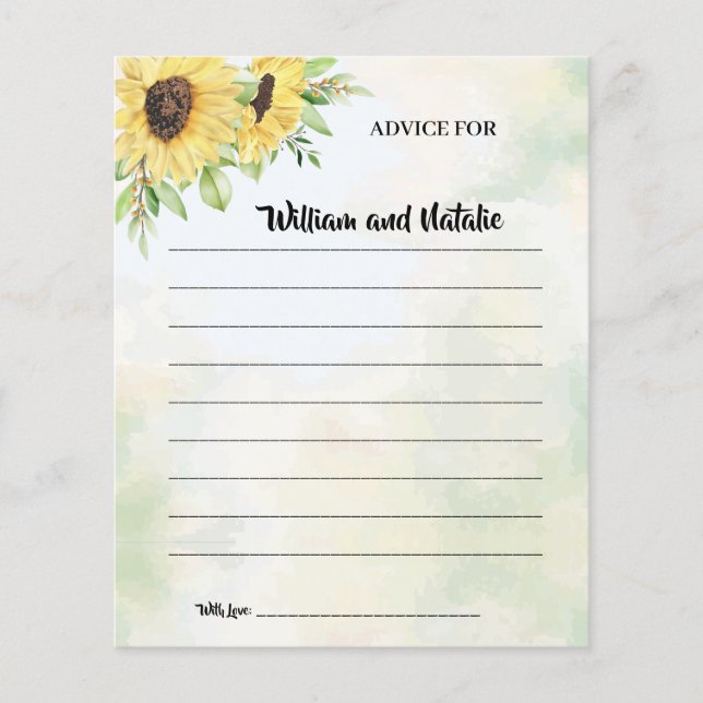 Sonnenblumenempfehlung für Happy Couple Duschkarte Flyer (Vorne)