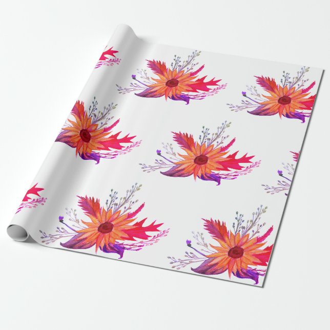 Sonnenblumenfallen Zeichnend Wrapping Paper Geschenkpapier (Ungerollt)