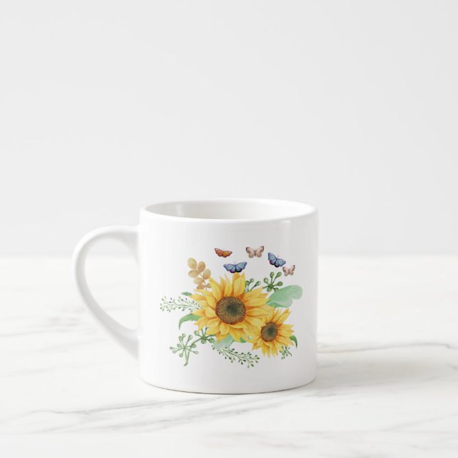 Sonnenblumenfeder Espressotasse (Links)