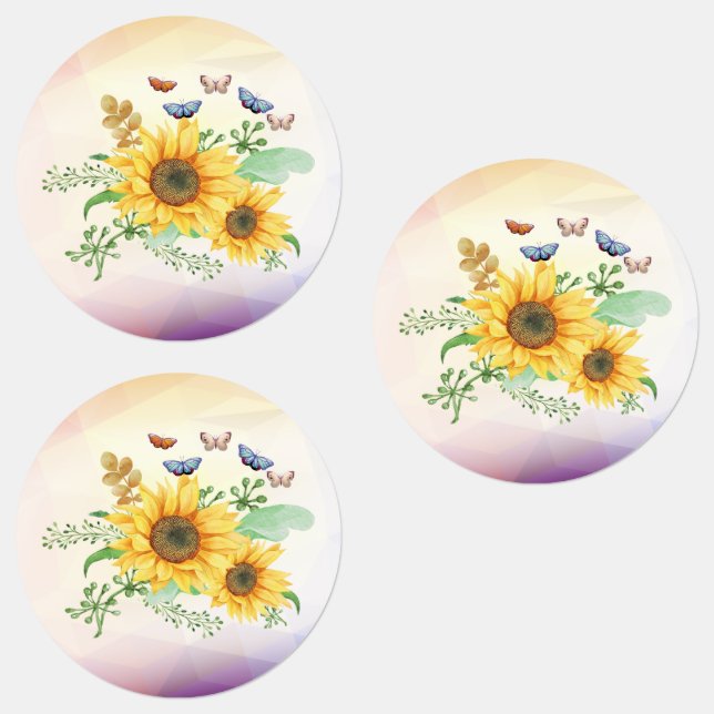 Sonnenblumenfeder Etiketten (Gruppe)