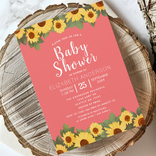 Sonnenblumenfeder-Girl's Baby-Dusche Einladung