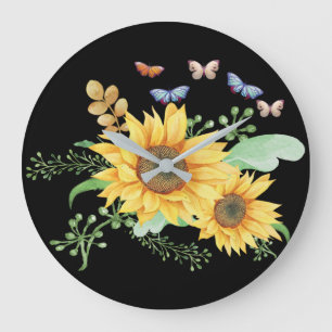 Sonnenblumenfeder Große Wanduhr