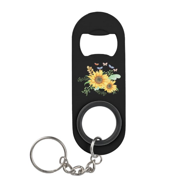 Sonnenblumenfeder Mini Flaschenöffner (Vorderseite)
