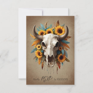 Sonnenblumenfeder Mutterkuh Hochzeitskuh RSVP Karte