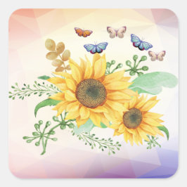 Sonnenblumenfeder Quadratischer Aufkleber